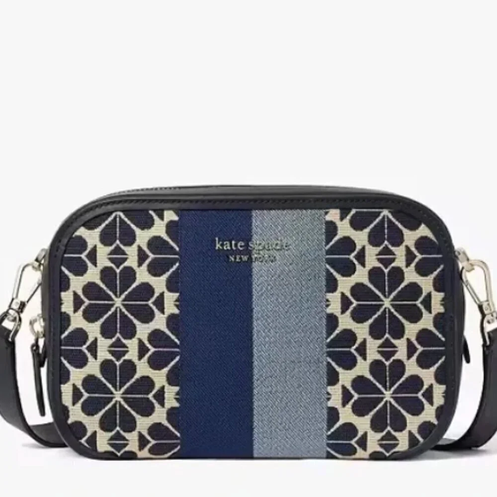 NWT! New! Kate Spade Spade Flower Jacquard Everything Mini Camera Bag Blue Multi